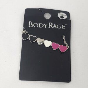 Body Rage Heart Pendant Silver Tone Chain Necklace NWT